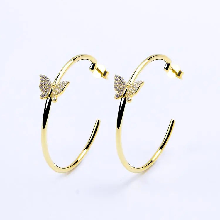 Cute Rhinestone Butterfly Earrings