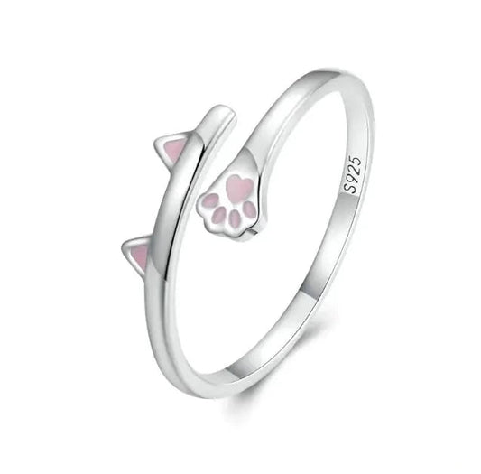 Adjustable Sterling Silver Pink Cat Ring-What About Noah