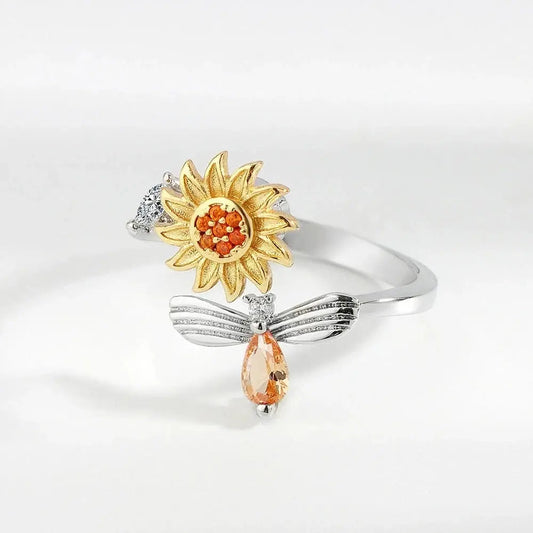 Adjustable Sunflower Bee Fidget Ring-What About Noah