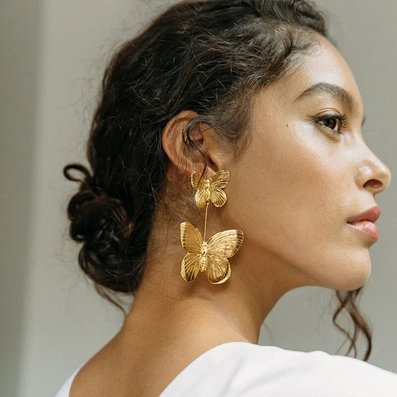 Chunky Butterfly Dangle Earrings-What About Noah