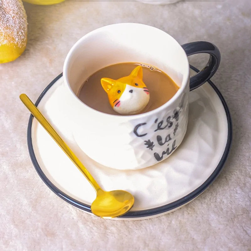 Cute Cat Relief Ceramic Mug-What About Noah