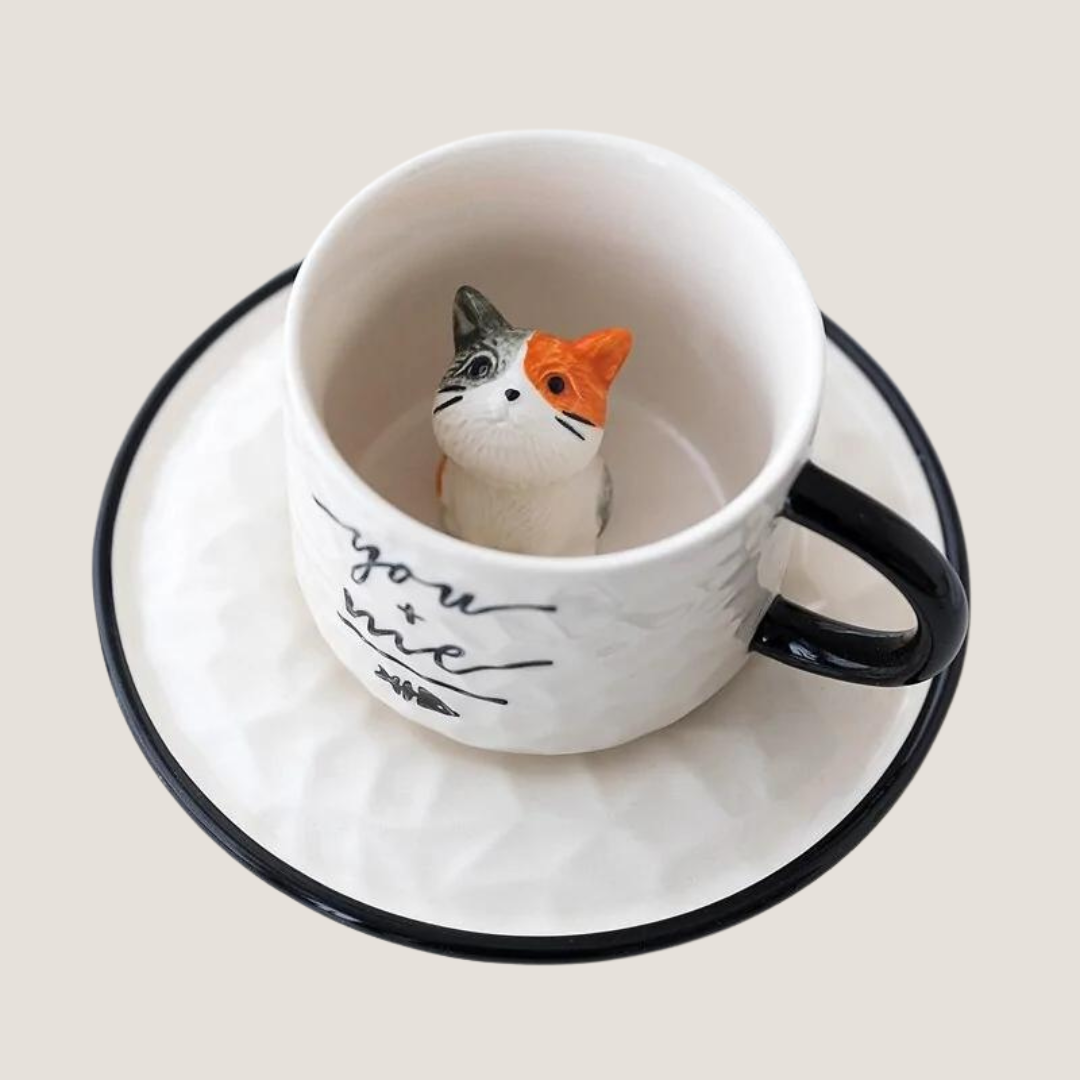 Cute Cat Relief Ceramic Mug-What About Noah