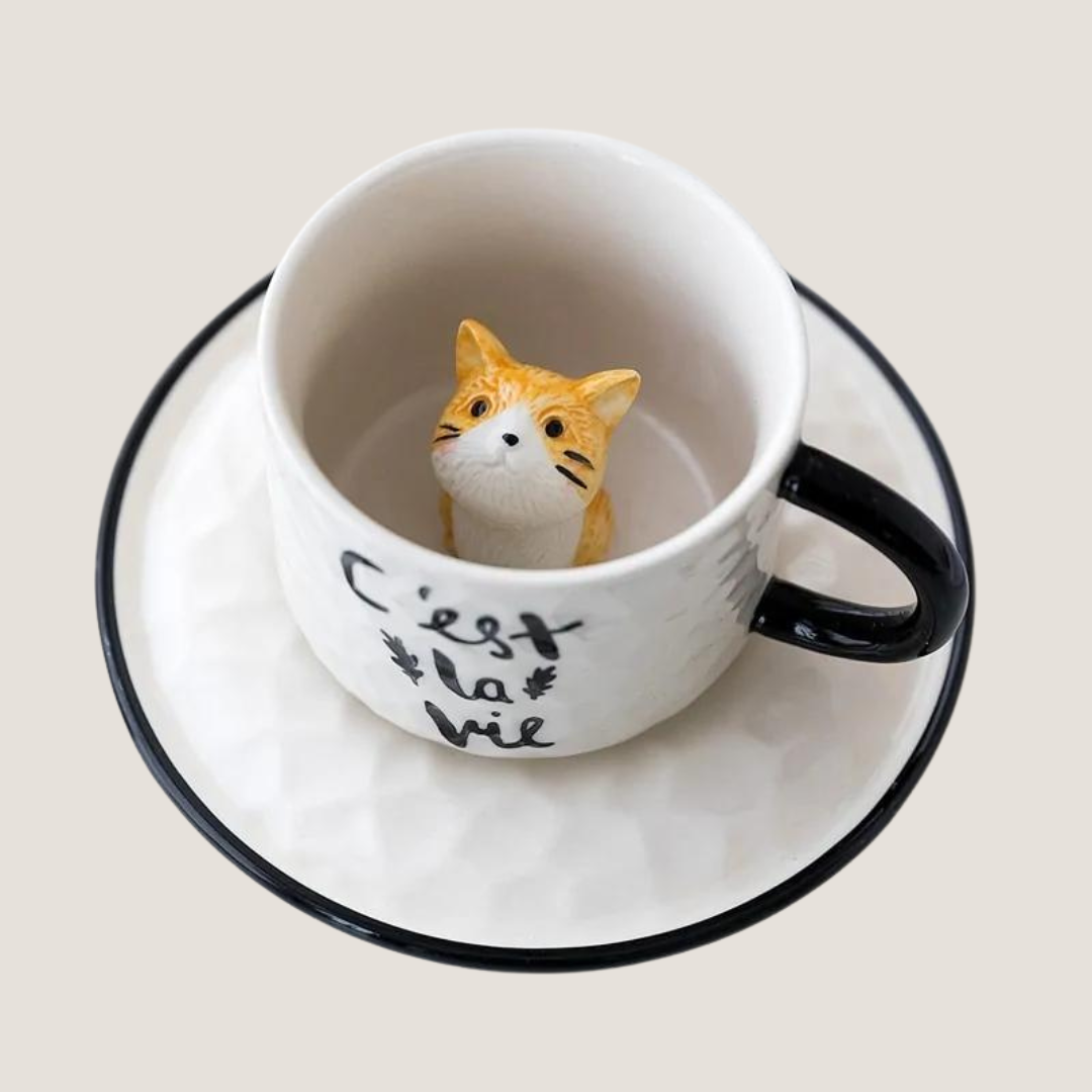 Cute Cat Relief Ceramic Mug-What About Noah