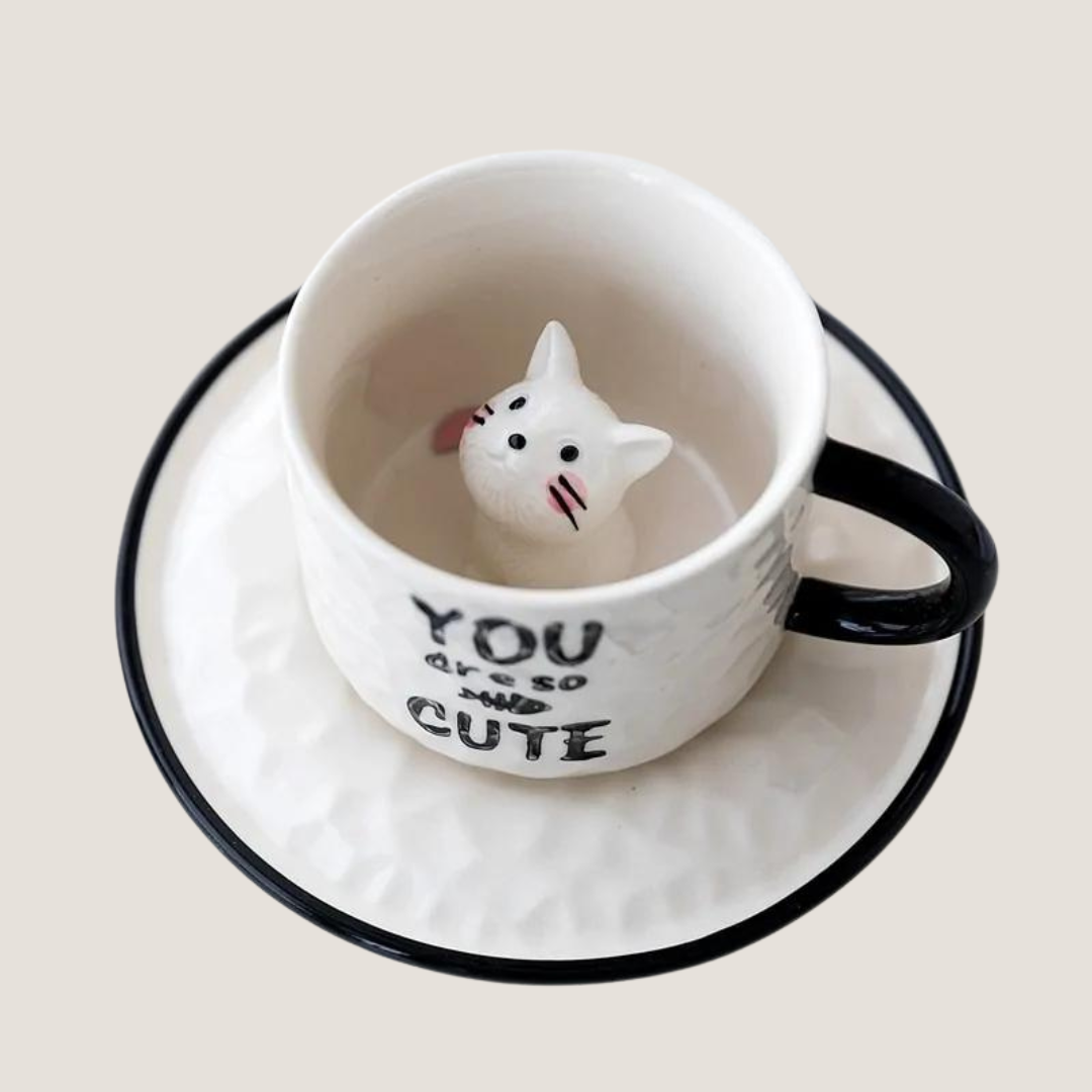 Cute Cat Relief Ceramic Mug-What About Noah