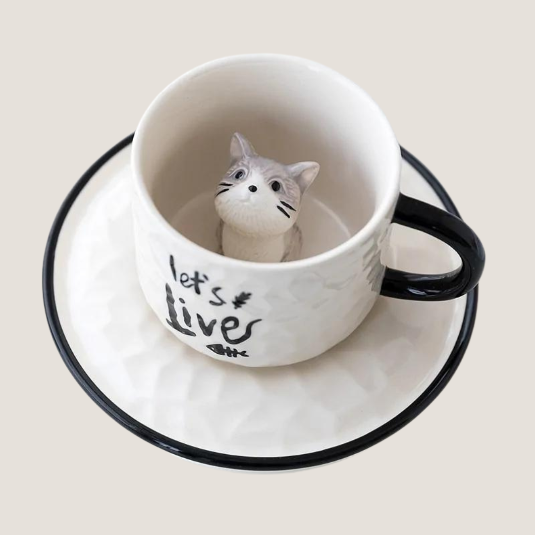 Cute Cat Relief Ceramic Mug-What About Noah