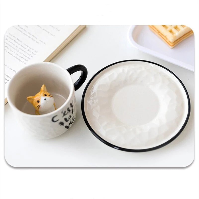 Cute Cat Relief Ceramic Mug-What About Noah