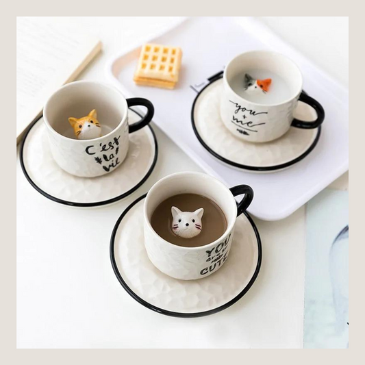 Cute Cat Relief Ceramic Mug-What About Noah