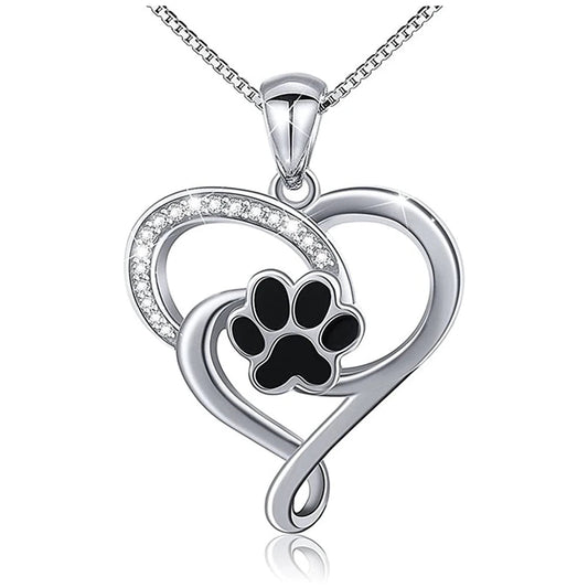 Dog Paw Print Heart Necklace-What About Noah