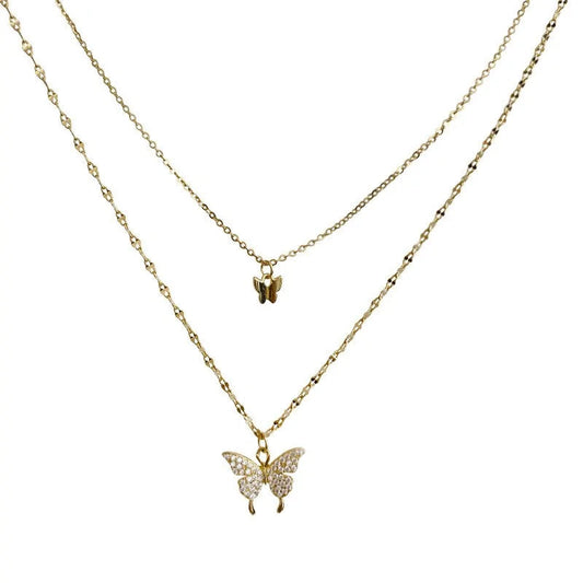 Double Layer Butterfly Necklace-What About Noah