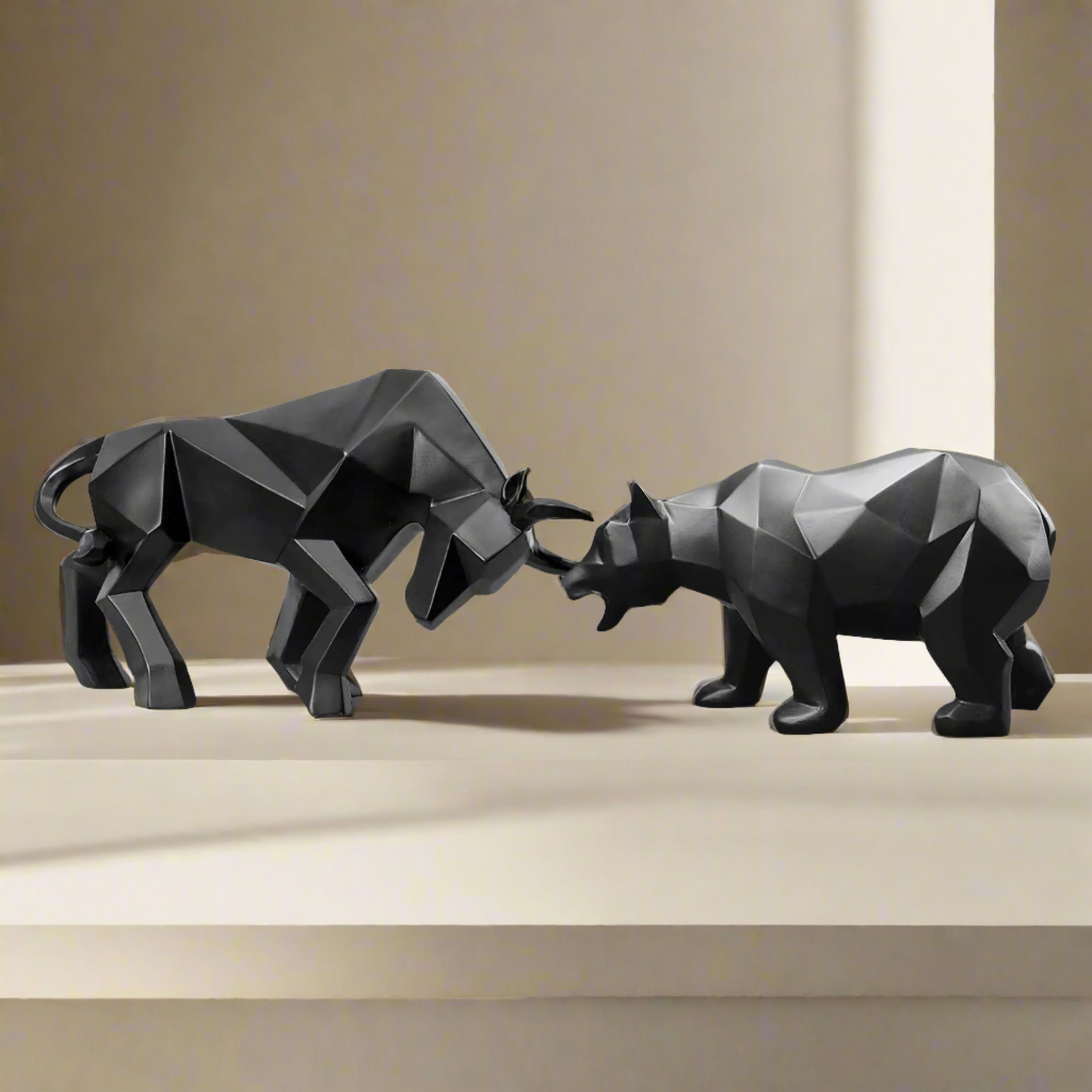 Geometric Bull & Bear Statues-What About Noah
