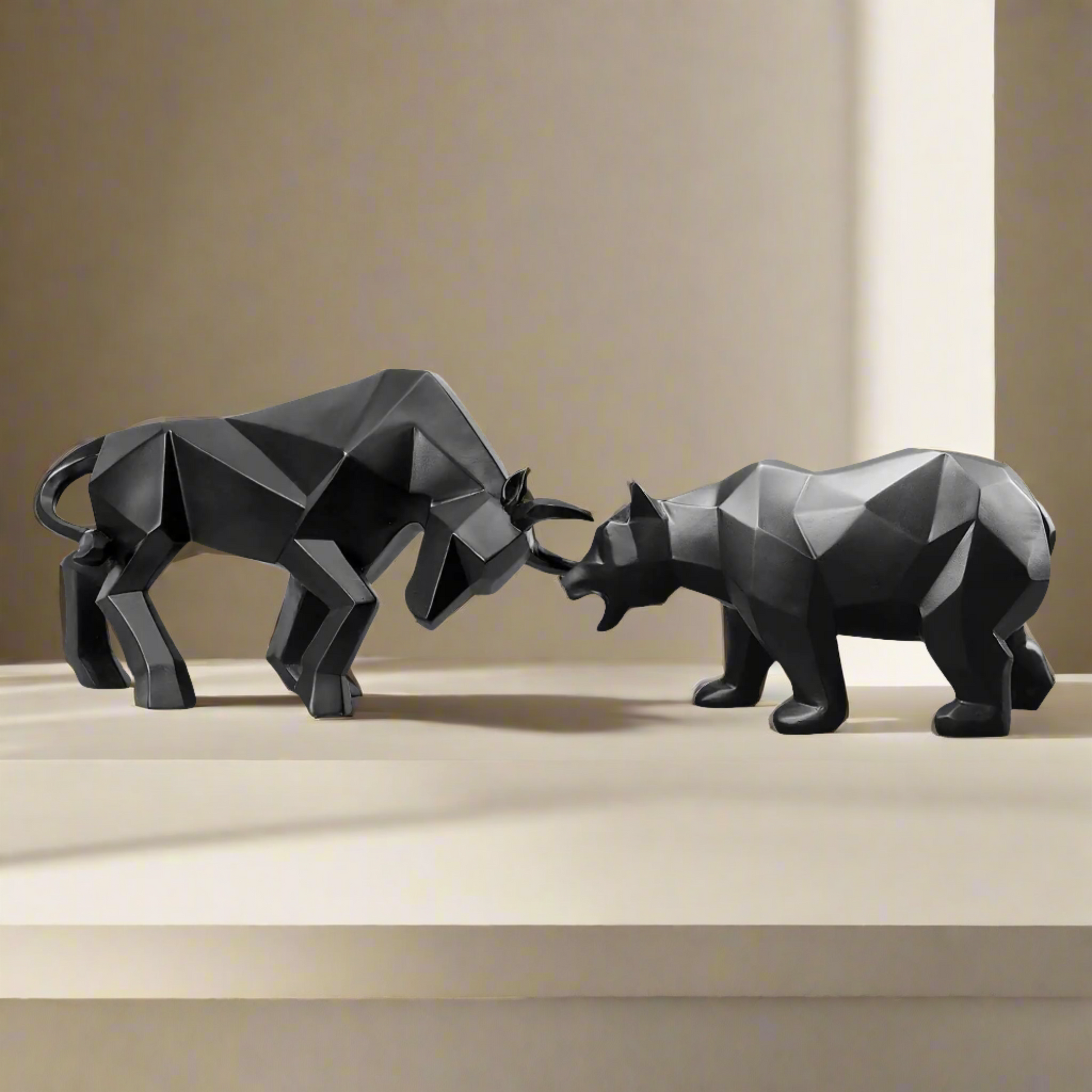 Geometric Bull & Bear Statues-What About Noah