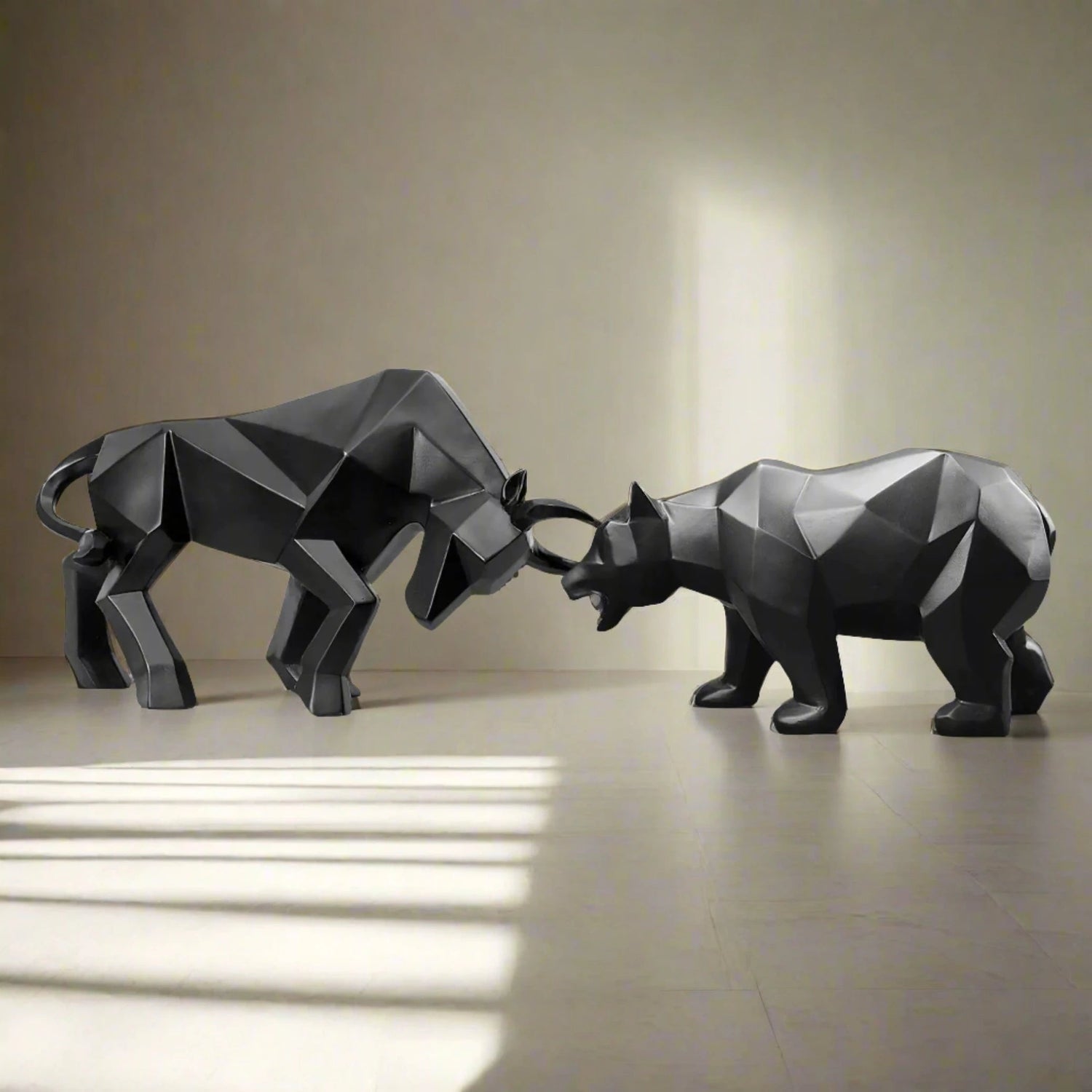 Geometric Bull & Bear Statues-What About Noah