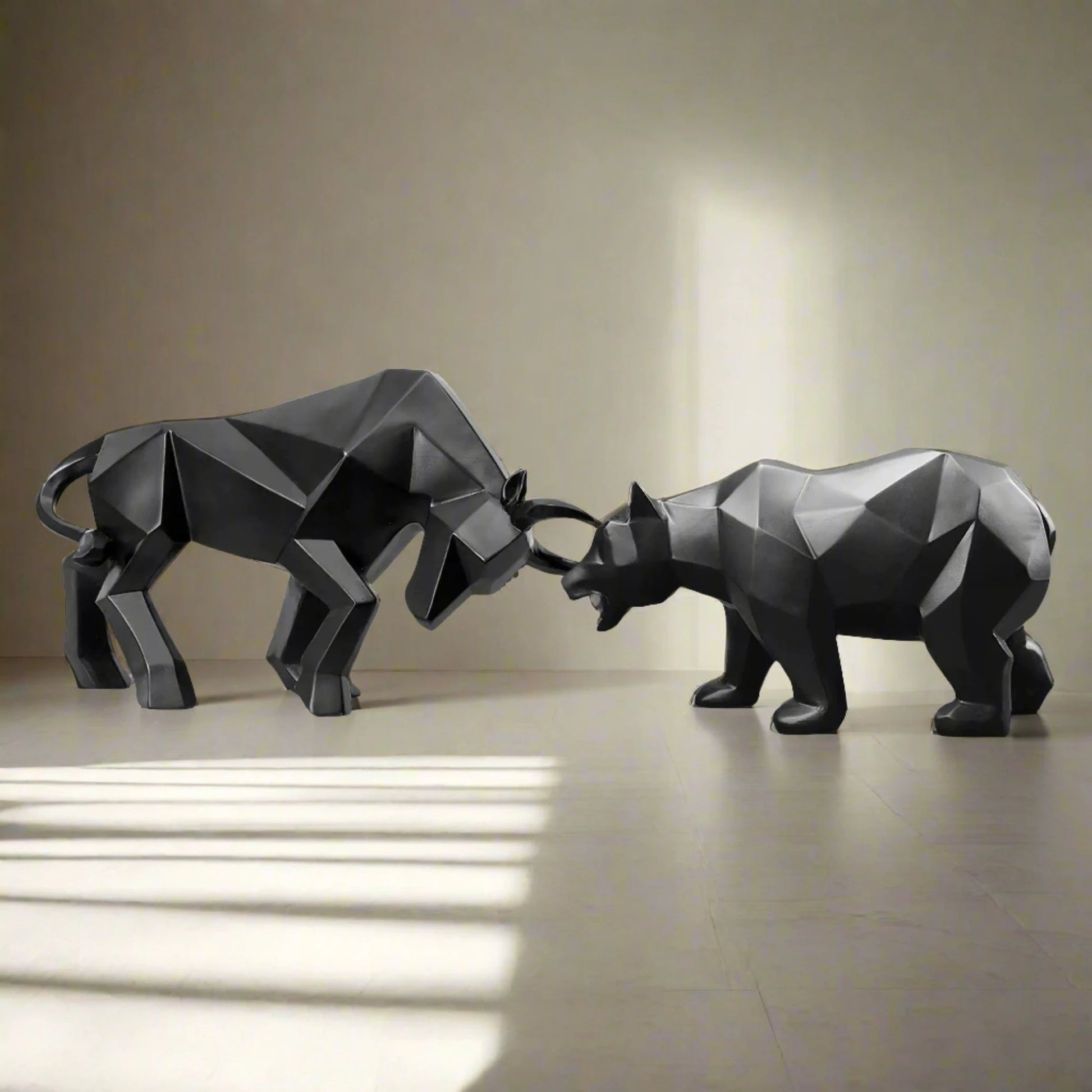 Geometric Bull & Bear Statues-What About Noah