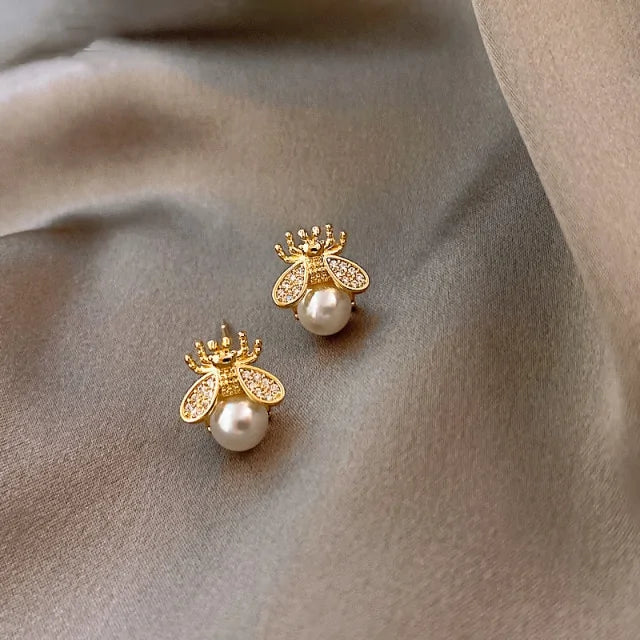 Honey Bee Pearl Earrings-What About Noah